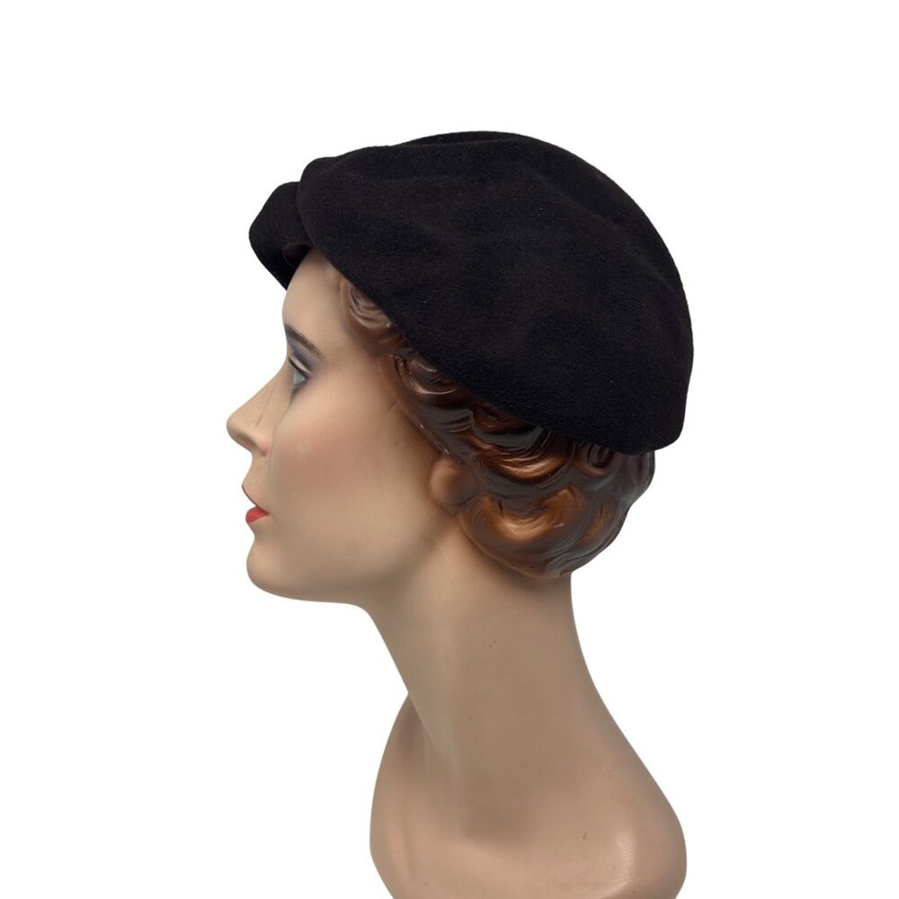Vintage 1950s Brown Hat Womens Brown Wool Pointed Cap With Silver Brooch - Picture 5 of 12